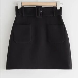 & other stories belted mini skirt black size 4